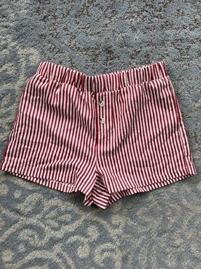 Happily Grey Striped Shorts Red White Medium
